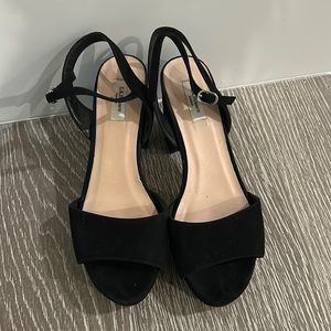 L.K. Bennet black Suede platform heel sandal with ankle strap